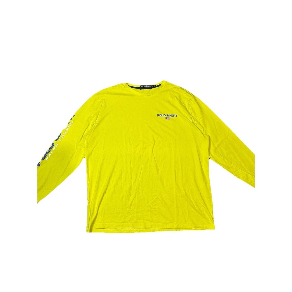 Vintage‎ Polo Ralph Lauren Shirt Mens XL Neon Green Long Sleeve Sport